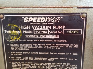 Thumbnail image of Speedivac High Vacuum Pump Two Stage Model 2SC20A Lab