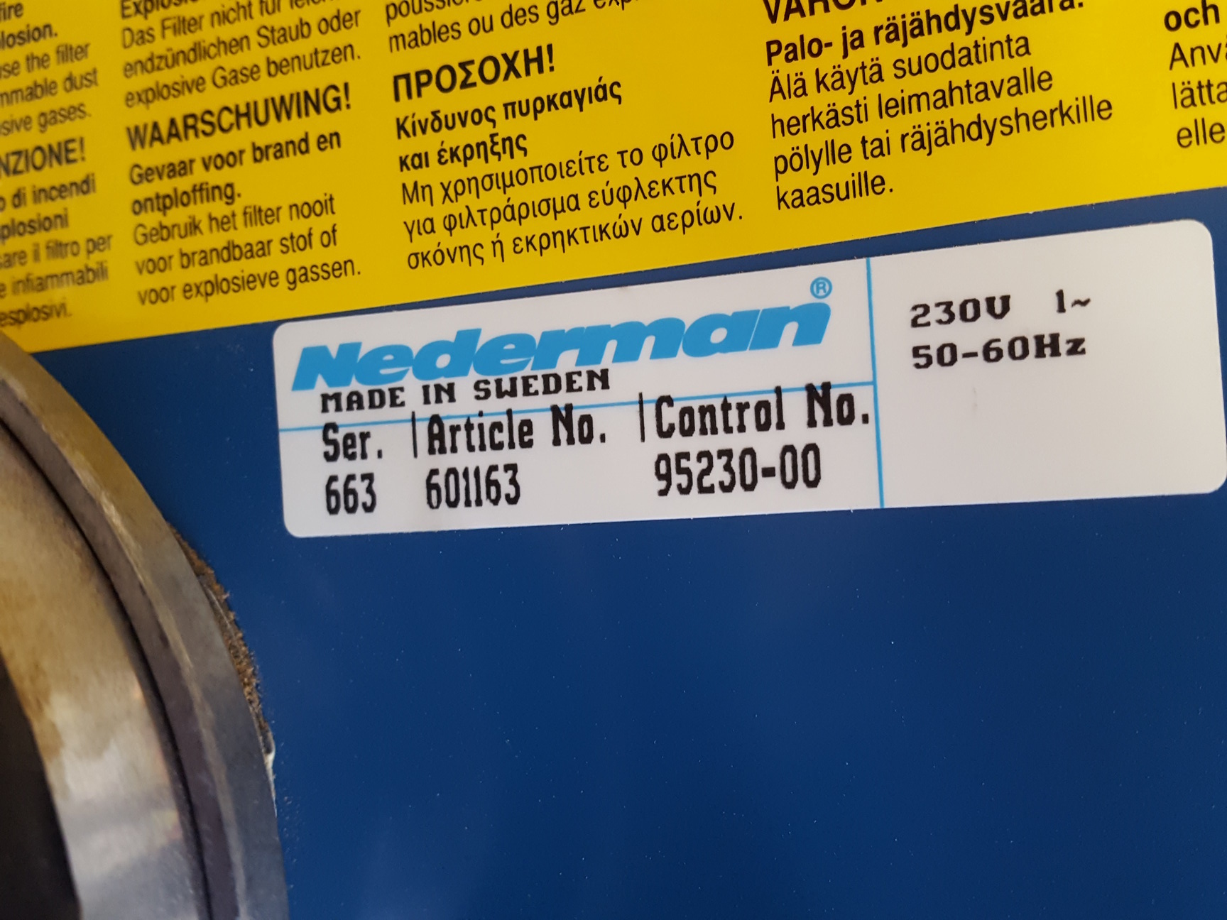 Image of Nederman Extractor Filter Box Model 663 Dust Extraction Unit