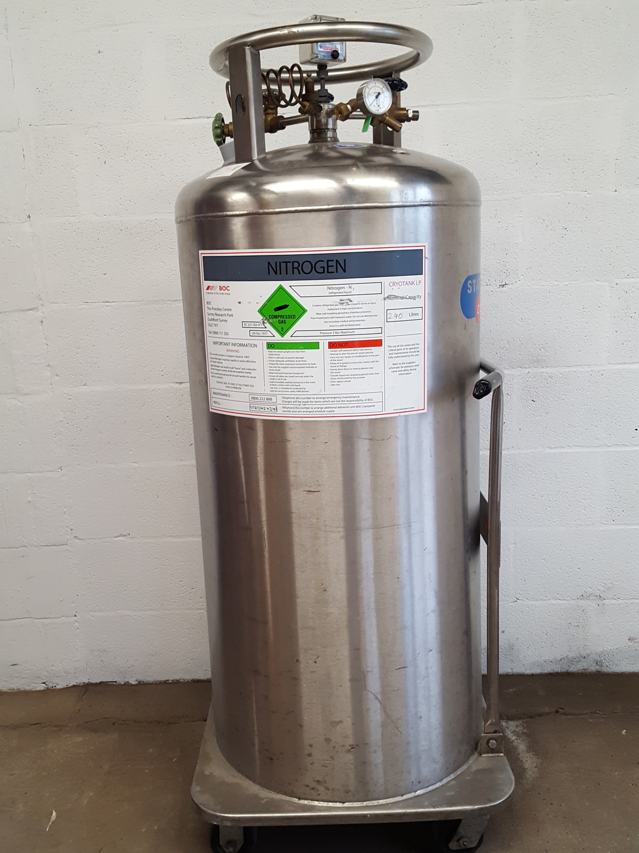 Statebourne Cryostor 240 Liquid Nitrogen Storage Tank (240L) Lab