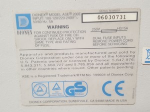 Thumbnail image of Dionex ASE 200 Accelerated Solvent Extractor System & Accessories Lab