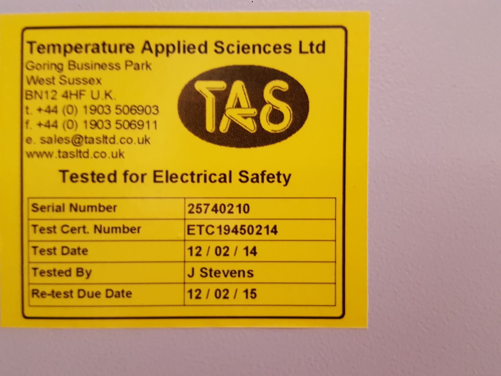Image of TAS Environmental Test Chamber MTCL 1000 Series 3 Lab 