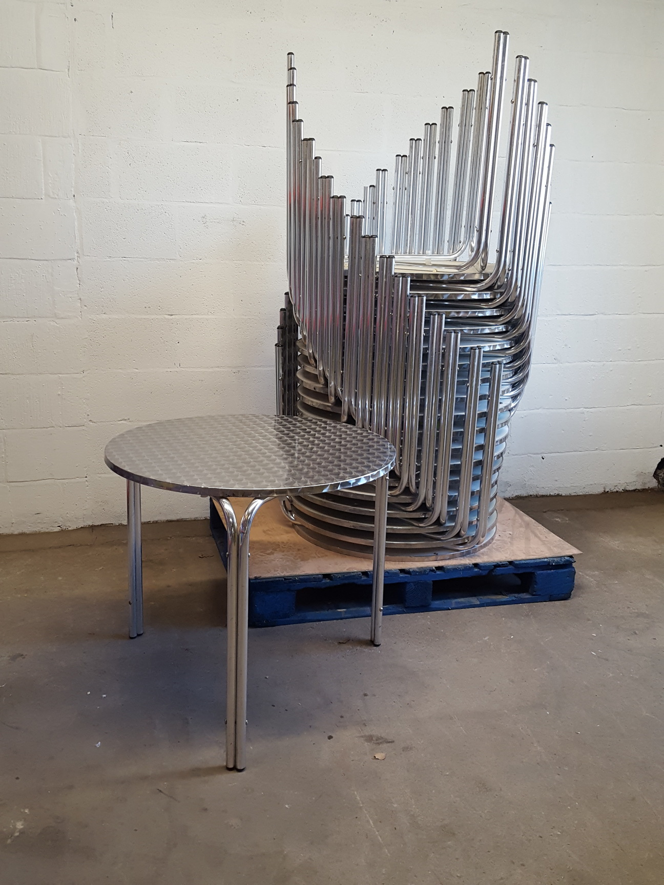 Image of 19 x Stainless Steel/MDF Cafe/Restaurant Tables (80cm Diameter ) 