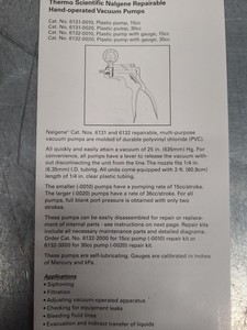 Thumbnail image of Thermo Scientific Nalgene Repairable Hand Vacuum Pump 6131-0010 Lab