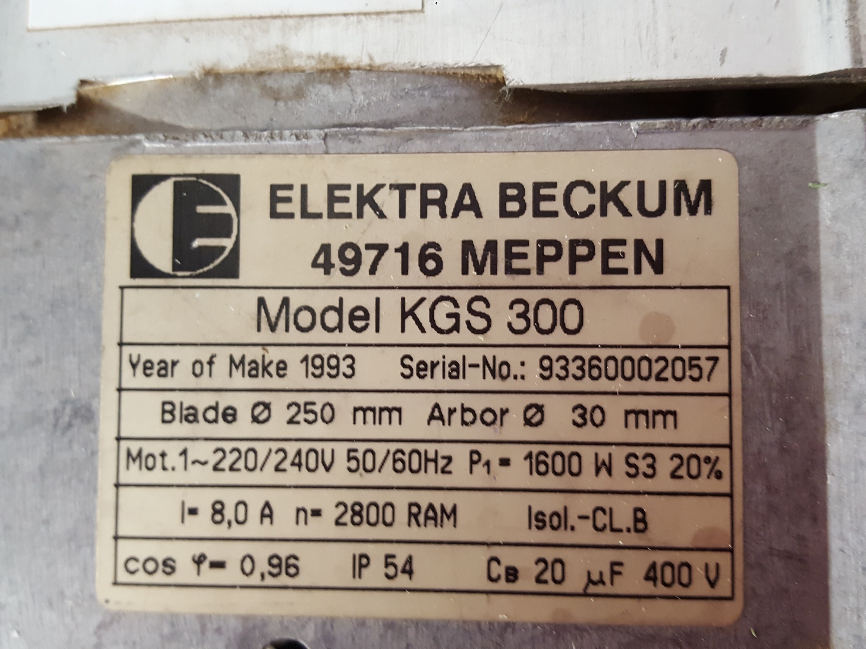 Image of Elektra Beckum 10" Sliding Cross Cut Mitre Saw Model KGS 300 with Stand