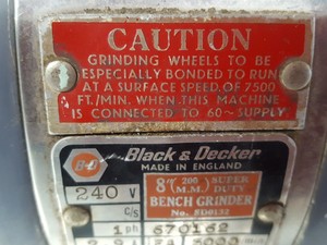 Thumbnail image of Black & Decker 200mm 8" Super Duty Bench Grinder Model SD0132 Industrial