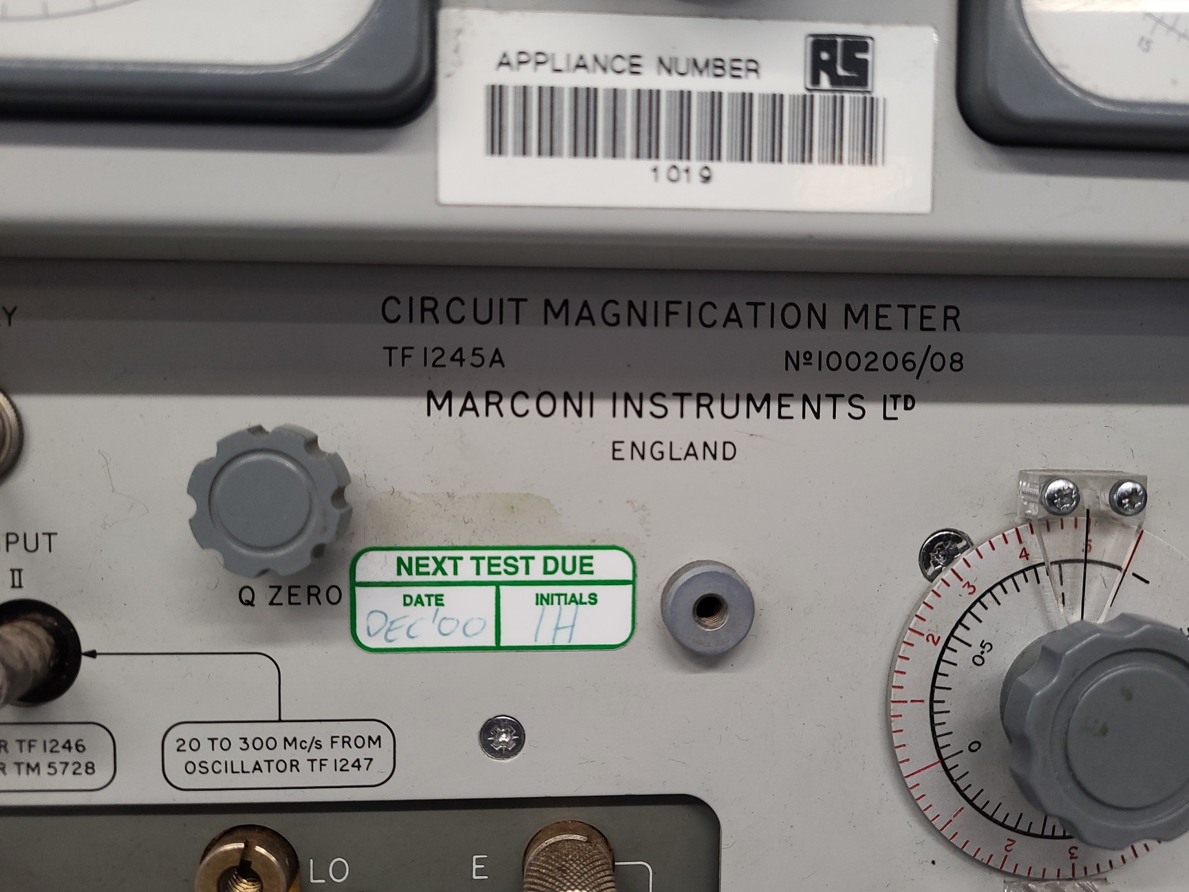 Image of Marconi Instruments LTD Oscillator TF1246 & Circuit Magnification Meter TF1245A 