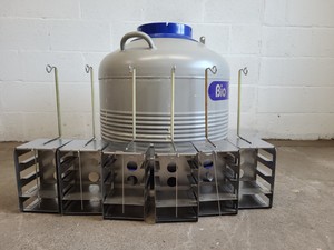 Thumbnail image of Statebourne Cryogenics Biorack Cryogenic Liquid Nitrogen Storage Tank Dewar Lab