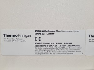 Thumbnail image of Thermo Finnigan LCQ Advantage Mass Spectrometer Surveyor LC-MS System & Software