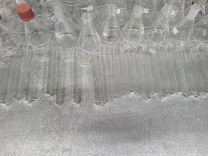 Thumbnail image of Lot of Laboratory Glassware Flasks, Tubes, Boiling, Volumetric, Evaporators Lab