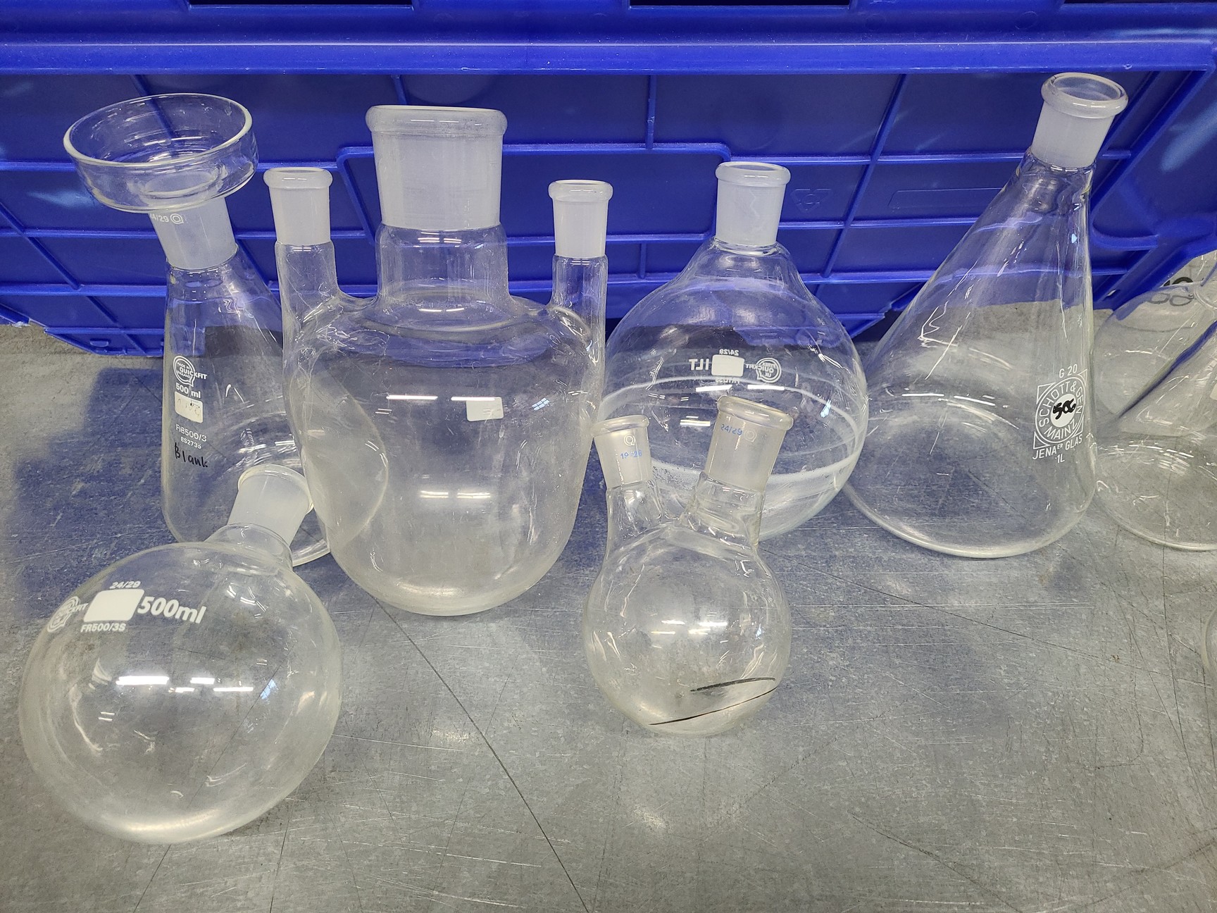 Image of Lot of Laboratory Glassware Flasks, Tubes, Boiling, Volumetric, Evaporators Lab