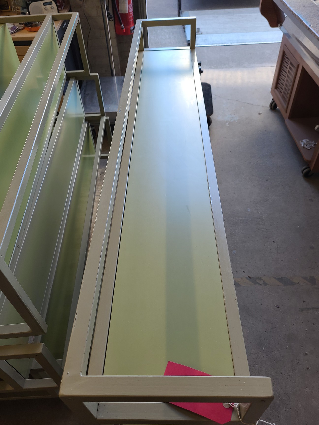 Lot of 22 Green Topped Formica Powered Lab / Work Benches + Sockets