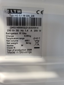 Thumbnail image of LTH HG 5.1 M GN_2/8 490L Medical Laboratory Refrigerator Fridge Lab