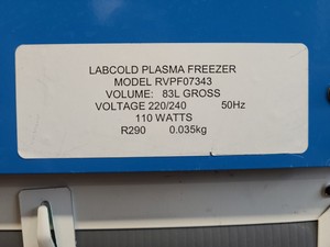 Thumbnail image of LABCOLD Model RVPF07343 Plasma Laboratory Freezer Lab