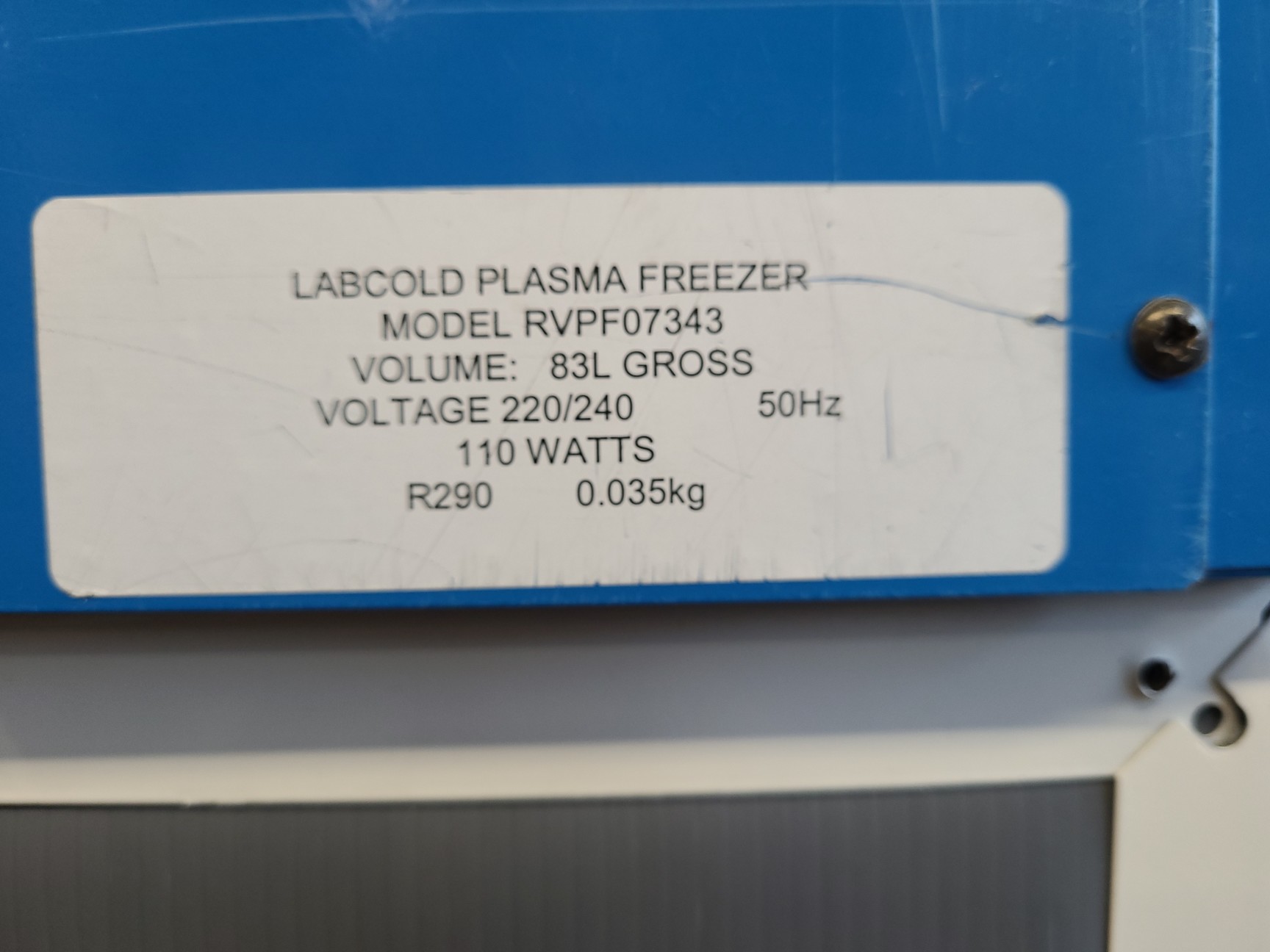 Image of LABCOLD Laboratory Plasma Freezer Model RVPF07343 Lab