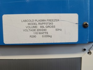 Thumbnail image of LABCOLD Laboratory Plasma Freezer Model RVPF07343 Lab