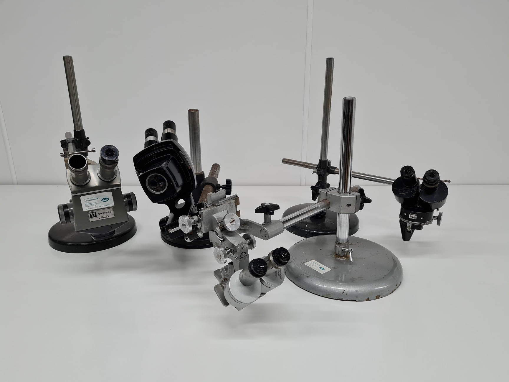 Image of Jot Lot of Vintage Stereo Microscopes Boom-Arm Reichert, Cooke, 