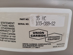 Thumbnail image of Union Carbide 35HC Liquid Nitrogen Cryogenic Storage Dewar (35L) Lab