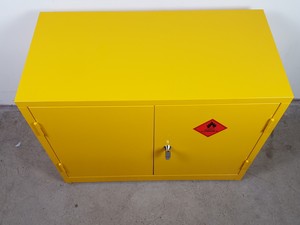 Thumbnail image of Benchtop Hazardous Yellow Flammable Chemical Cabinet Lab Storage COSHH