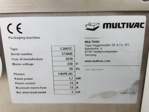 Thumbnail image of Multivac CT200TC Vacuum Packing Machine & Accessories Lab