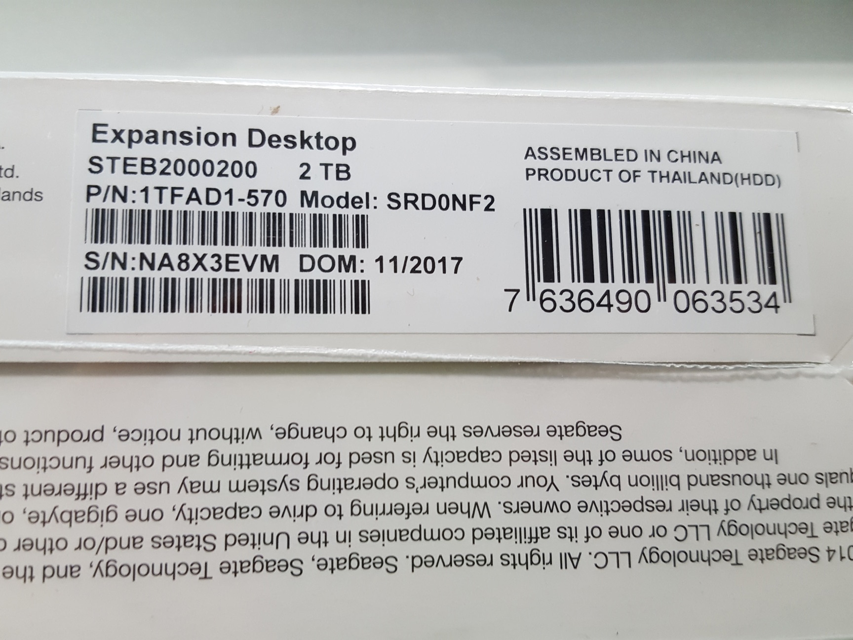 Image of Seagate Expansion 2TB Desktop Hard Drive SRD0NF2 1TFAD1-570