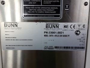 Thumbnail image of Bunn Model CWTF-APS Airpot Bulk Brew Coffee Machine