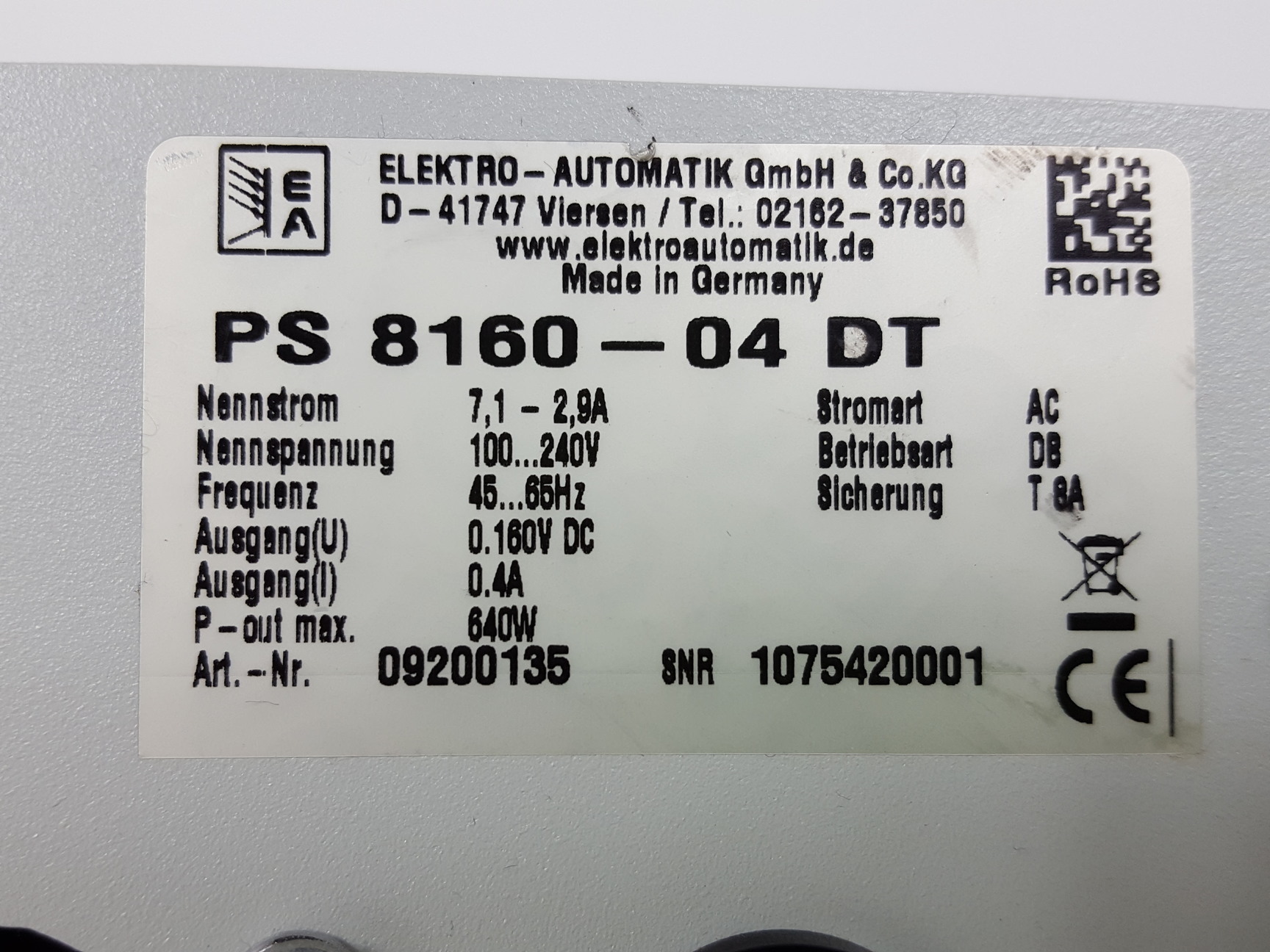 Image of Elektro-Automatik PS 8160-04 DT Bench Power Supply Lab