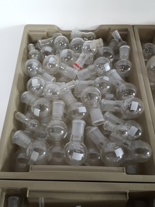 Thumbnail image of Job Lot Jointed Lab Glassware, Round Bottomed Flasks, Condensers, Chemistry