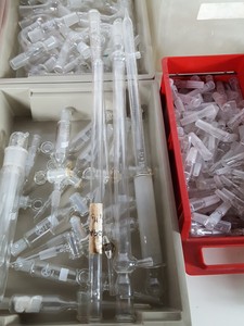 Thumbnail image of Job Lot Jointed Lab Glassware, Round Bottomed Flasks, Condensers, Chemistry