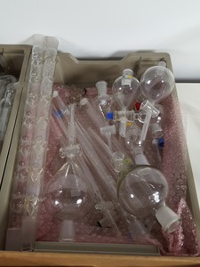 Thumbnail image of Job Lot Jointed Lab Glassware, Round Bottomed Flasks, Condensers, Chemistry