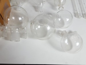 Thumbnail image of Job Lot Jointed Lab Glassware, Round Bottomed Flasks, Condensers, Chemistry