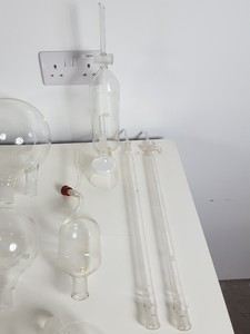 Thumbnail image of Job Lot Jointed Lab Glassware, Round Bottomed Flasks, Condensers, Chemistry