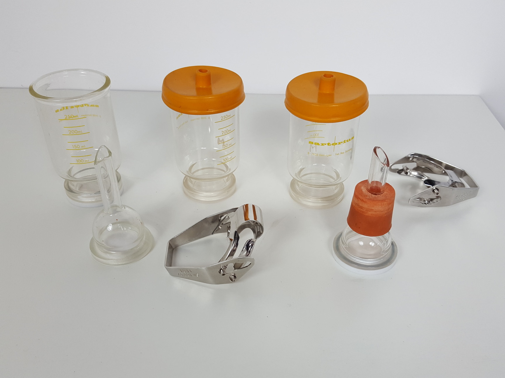 Image of Lot of Sartorius SM16307 Glass Vacuum Filter Holders & Spare Parts Lab Glassware
