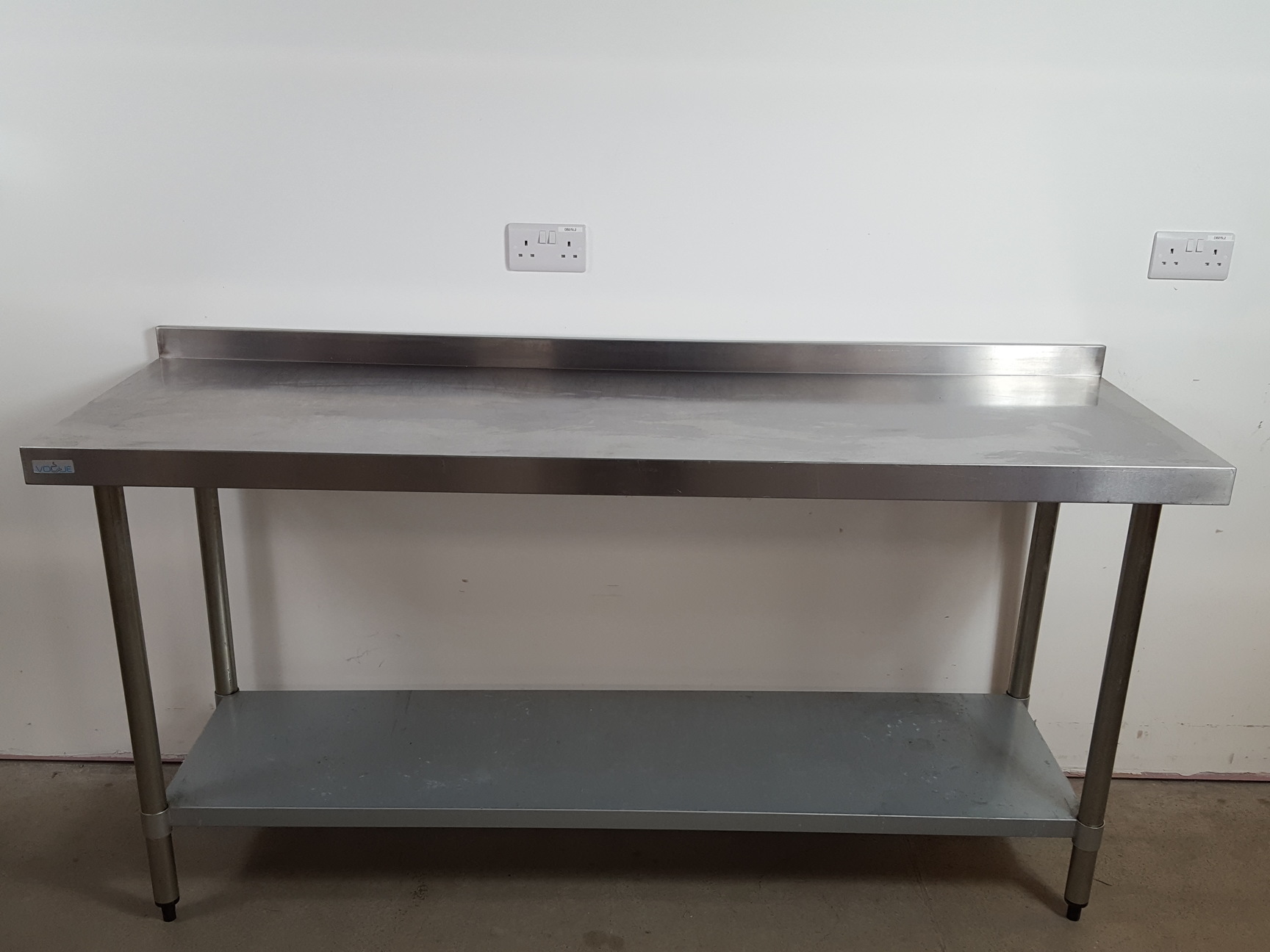 Image of Vogue Catering Kitchen Stainless Steel Work Table Upstand 160x60x97cm LWH
