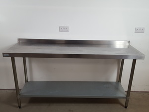 Thumbnail image of Vogue Catering Kitchen Stainless Steel Work Table Upstand 160x60x97cm LWH