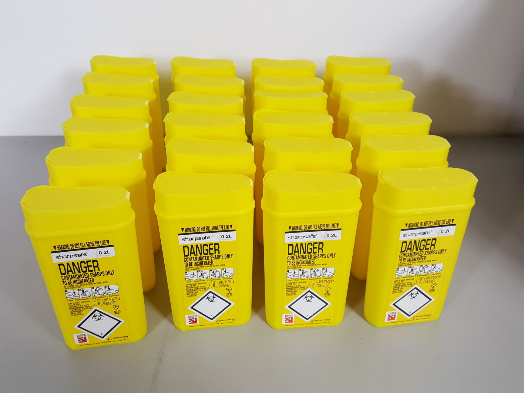 Image of 74 x Sharpsafe 0.2L Syringe & Sharps Bins / Disposal Container