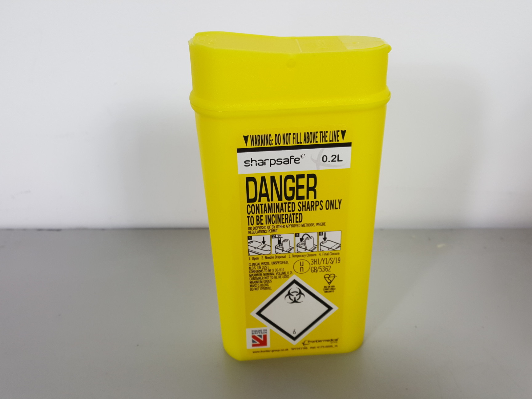 Image of 74 x Sharpsafe 0.2L Syringe & Sharps Bins / Disposal Container