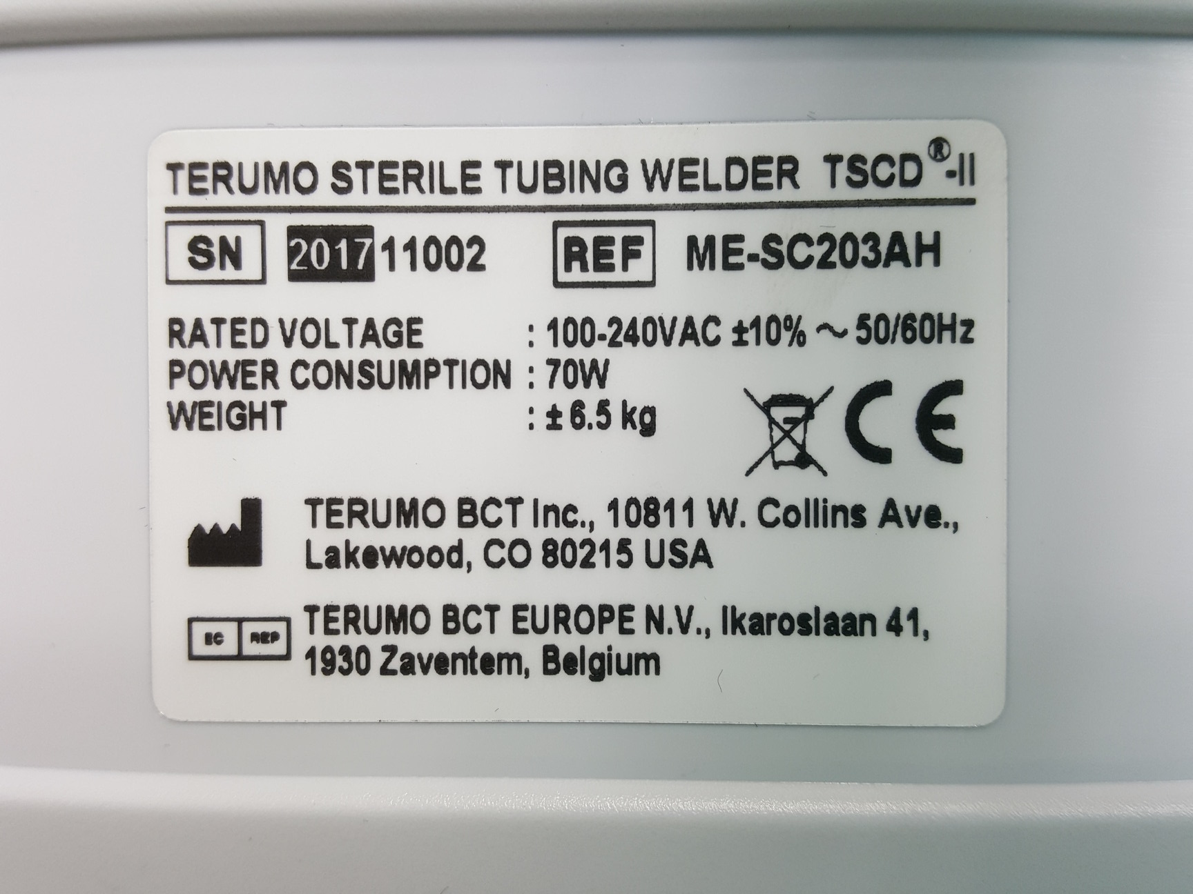 Image of Terumo BCT Sterile Tubing Welder Model - TSCD-II Lab - 2017, ME-SC203AH