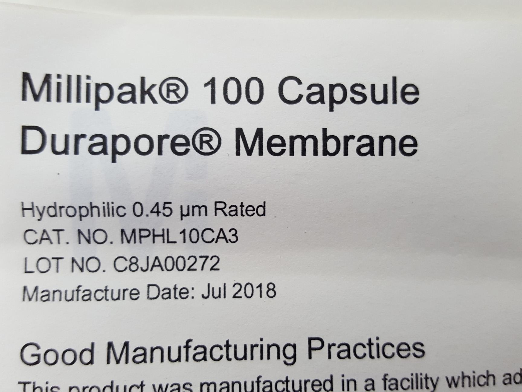 Image of 3 x Millipak 100 Capsule Durapore Membrane Hydrophilic 0.45um MPHL10CA3 Lab