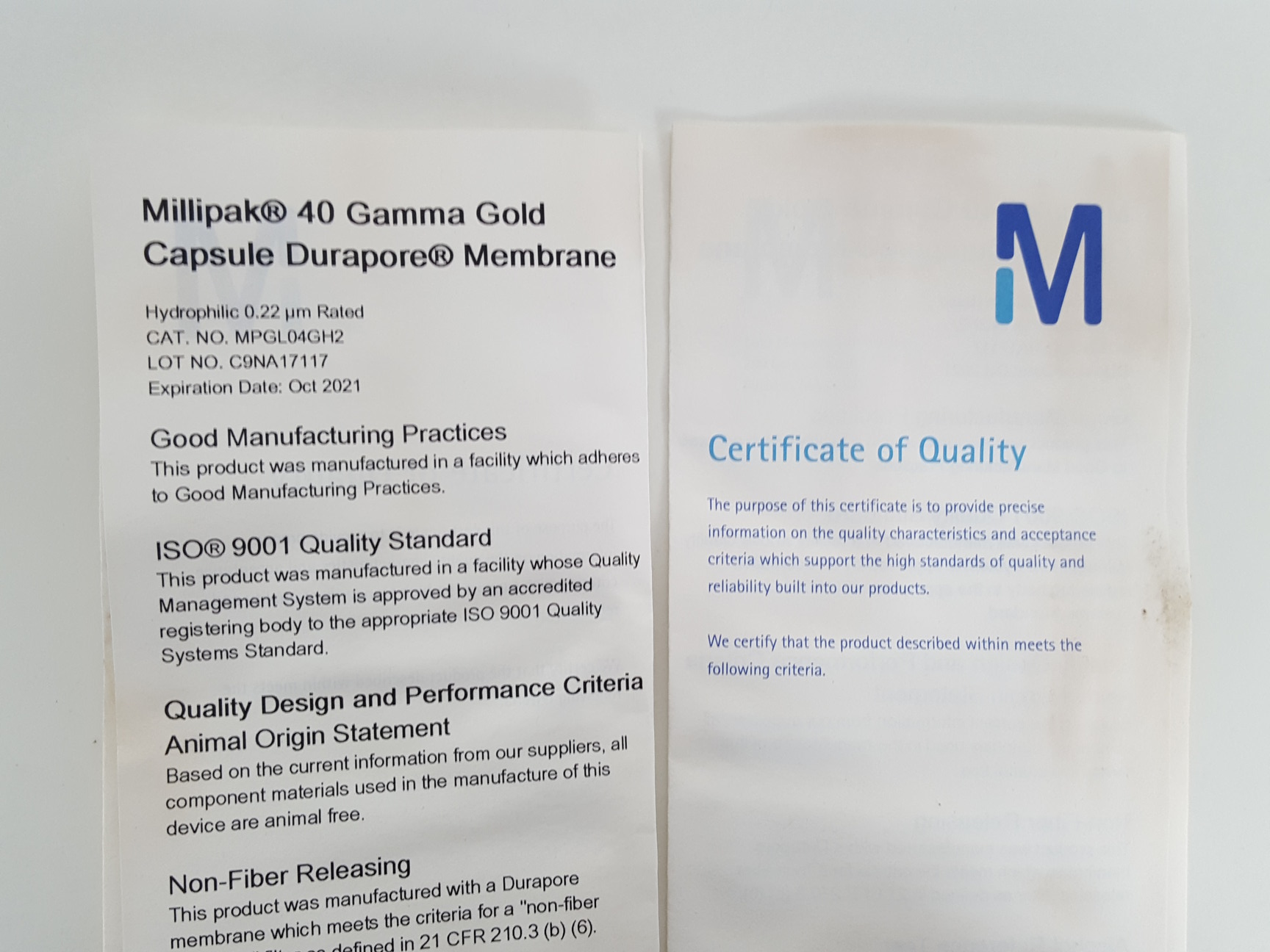 Image of Millipak 40 Gamma Gold Capsule Sterile Durapore 0.22 um. PVDF. Lab MPGL04GH2