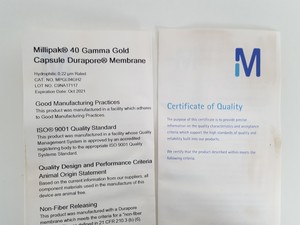 Thumbnail image of Millipak 40 Gamma Gold Capsule Sterile Durapore 0.22 um. PVDF. Lab MPGL04GH2