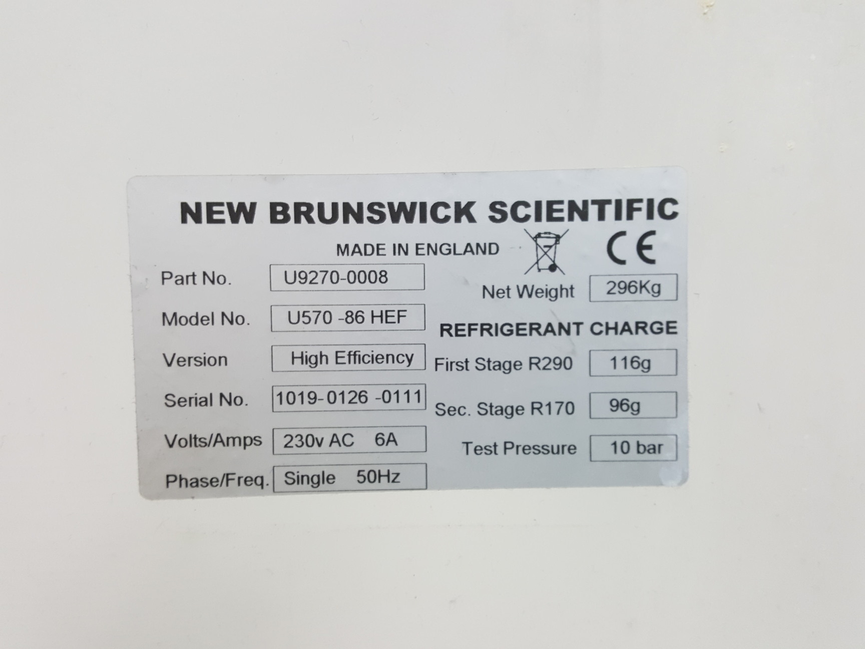 Image of New Brunswick -86 Ultra Low Temperature Freezer Model - U570 -86 HEF Lab