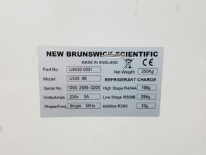 Thumbnail image of New Brunswick Scientific -86 Ultra Low Temperature Freezer U535