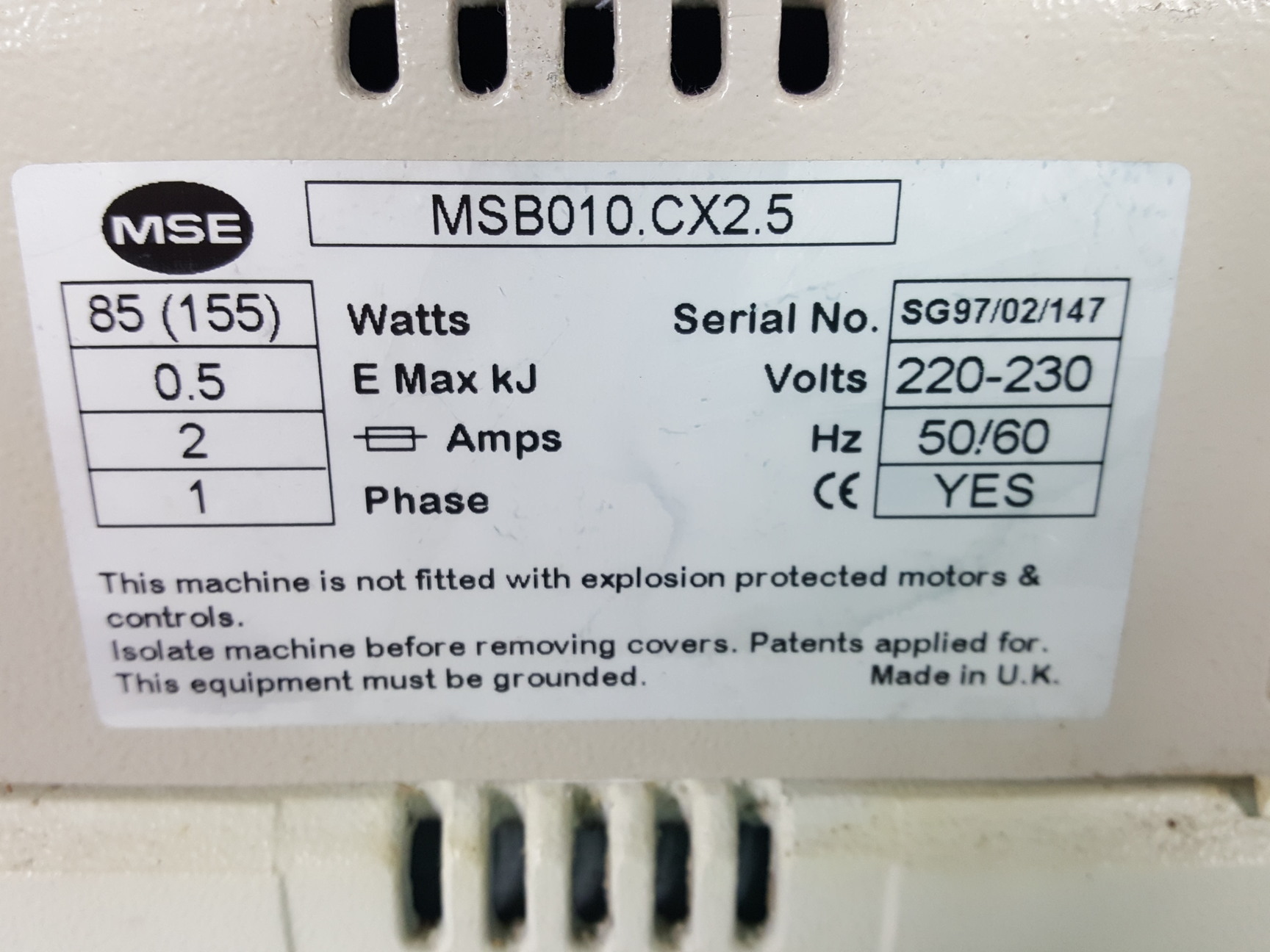 Image of Sanyo MSE Micro Centaur Centrifuge / Microcentrifuge MBS010.CX2.5 Lab