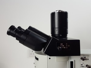 Thumbnail image of Olympus BX60 Trinocular Fluorescence Microscope & 4 UPlanFl Objectives Lab