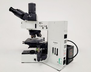 Thumbnail image of Olympus BX60 Trinocular Fluorescence Microscope & 4 UPlanFl Objectives Lab