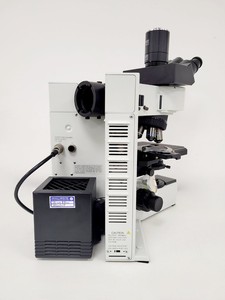 Thumbnail image of Olympus BX60 Trinocular Fluorescence Microscope & 4 UPlanFl Objectives Lab