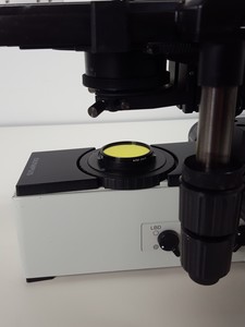 Thumbnail image of Olympus BX60 Trinocular Fluorescence Microscope & 4 UPlanFl Objectives Lab