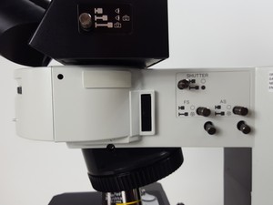 Thumbnail image of Olympus BX60 Trinocular Fluorescence Microscope & 4 UPlanFl Objectives Lab