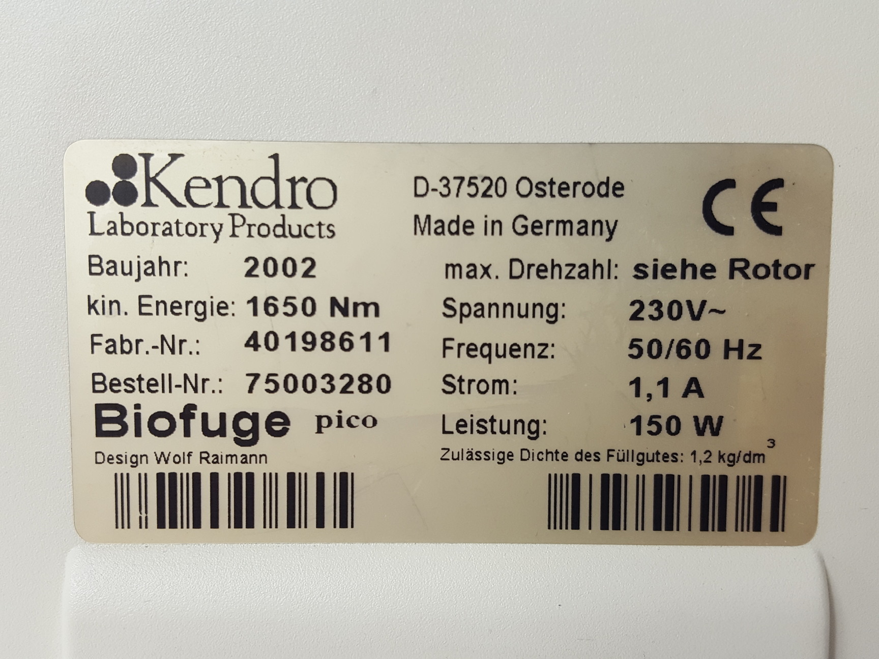 Image of Heraeus Biofuge Pico Laboratory Centrifuge +24 Tube #3325B 13000Rpm Rotor Lab