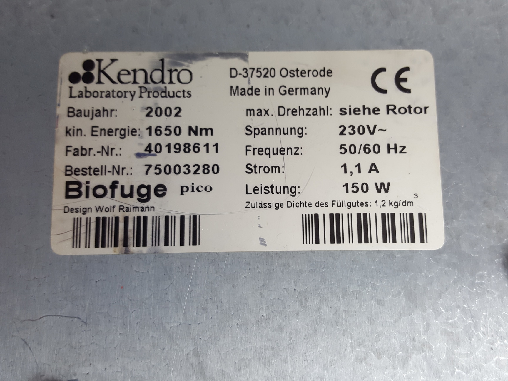 Image of Heraeus Biofuge Pico Laboratory Centrifuge +24 Tube #3325B 13000Rpm Rotor Lab